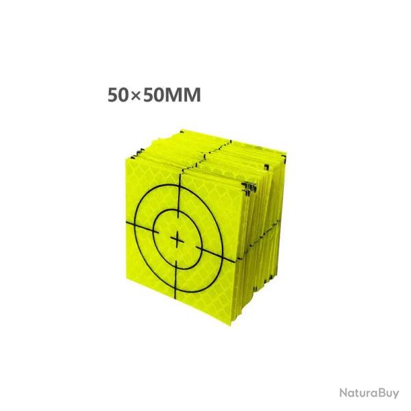 Cible jaune fluo 60x60mm autocollant 100 pcs - 50X50 mm