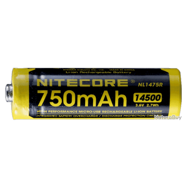 Accu 14500 Nitecore NL1475R 750 mAh micro-USB