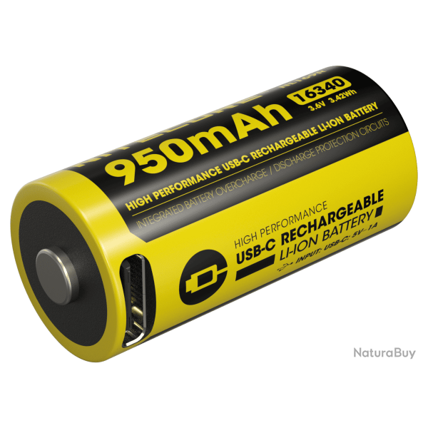 Accu 16340 RCR123 Nitecore NL169R USB-C