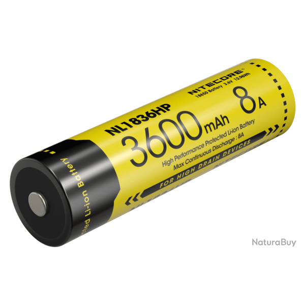 Accu 18650 Nitecore NL1836HP 3600 mAh haute d�charge