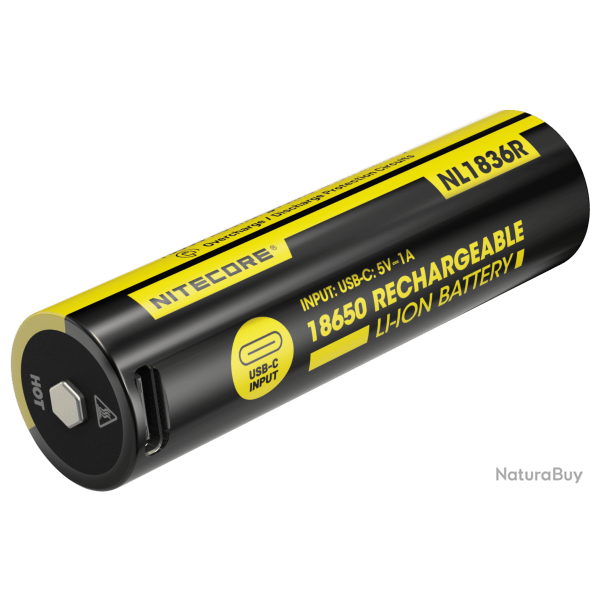 Accu 18650 Nitecore NL1836R 3600 mAh USB-C