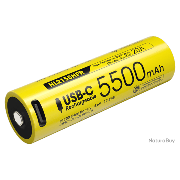 Accu 21700 Nitecore NL2155HPR 5500 mAh USB-C