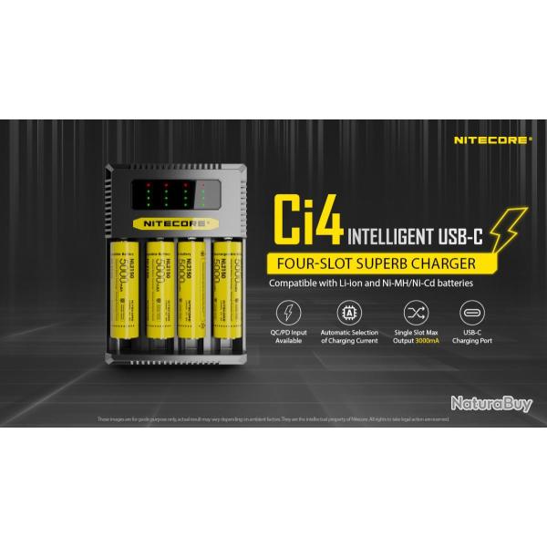 Chargeur d'accus Nitecore Ci4 quatre emplacements 3 A