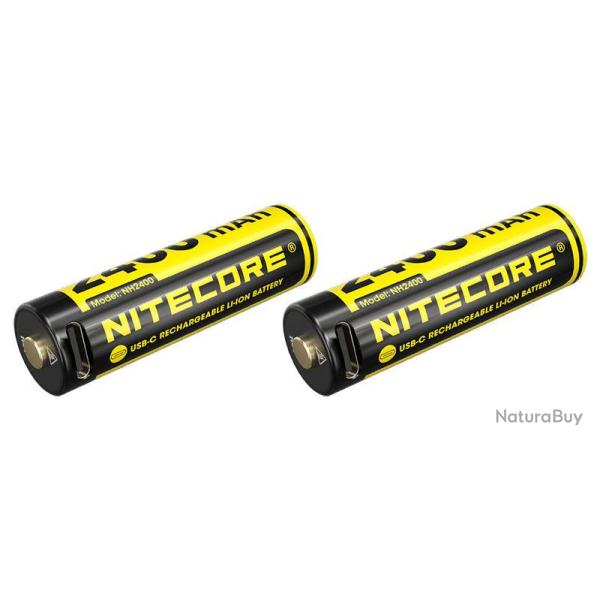 Piles AA rechargeables USB-C Nitecore NH2400 lot de 2