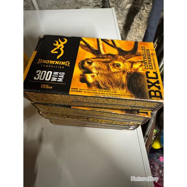 5 bo�tes munitions browning BXC 185 grains Calibre 300 win mag
