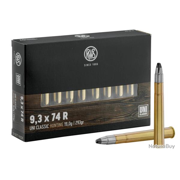 RWS 9.3x74 R UNI Classic 293 gr / 19 g RWS 9,3X74 R UNI - 293 GR - 19 g BTE/20