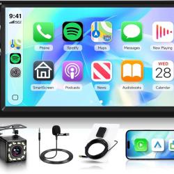 Ecran Carplay Autoradio 2 Din avec CarPlay sans Fil Android Auto Bluetooth Ecran Tactile 7 Pouces Ra
