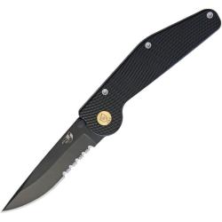 Couteau GT Knives Drop Point Combo Lame Acier ATS-34 Manche Aluminium Noir Button Lock Made In USA