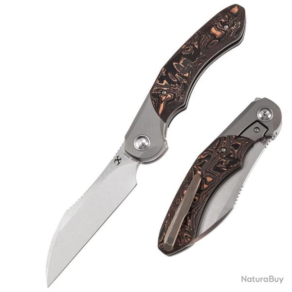 Couteau Kansept Cosmos Lame Acier CPM-20CV Manche Titane Carbone Cuivre Framelock K1059A1