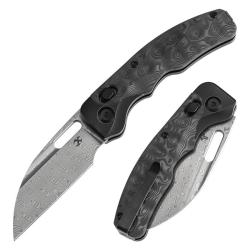 Couteau Kansept Vivid Lame Damas Manche Titane Carbone Noir Crossbar Lock K1094V1