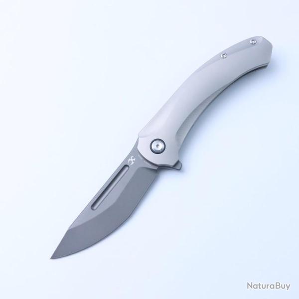 Couteau Kansept Hira Lame Acier CPM-S35VN Manche Titane Gris Framelock K1090A4