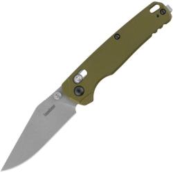 Couteau Kershaw Bel Air Lame Acier CPM-MagnaCut Manche Aluminium Olive DuraLock Made In USA KS6106OL