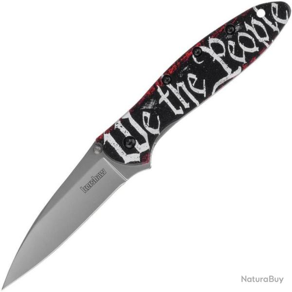 Couteau Kershaw Leek Lame Acier 14C28N Manche Aluminium Rouge Noir Linerlock Made In USA KS1660WEP