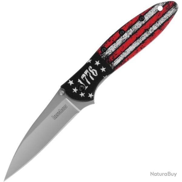 Couteau Kershaw Leek 1776 Lame Acier 14C28N Manche Aluminium Rouge Noir Linerlock KS1660ROSS