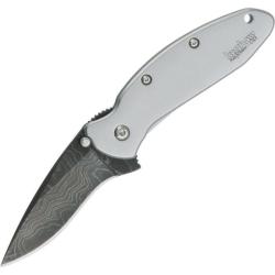 Couteau Kershaw Scallion Lame Damas Manche Inox Gris Framelock Made In USA KS1620DAM