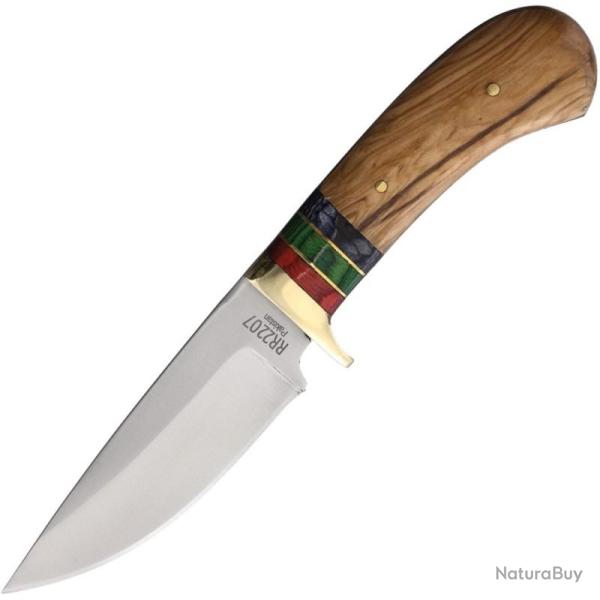 Couteau Rough Rider Wood Handle Skinner Lame Acier Inoxydable Manche Bois Marron �tui Cuir RR2207