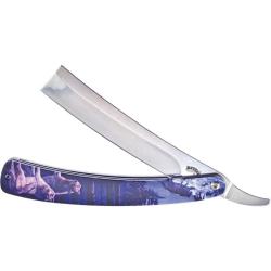 Couteau Rasoir Frost Cutlery Wolf Razor Lame Acier Inox Manche ABS Bleu Sans Verrouillage FFC42W