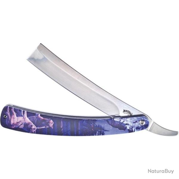 Couteau Rasoir Frost Cutlery Wolf Razor Lame Acier Inox Manche ABS Bleu Sans Verrouillage FFC42W