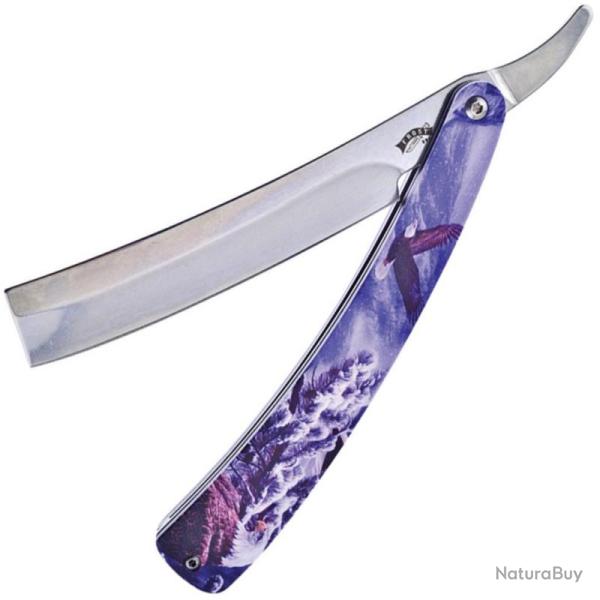 Couteau Rasoir Frost Cutlery Eagle Razor Lame Acier Inox Manche ABS Bleu Sans Verrouillage FFC42E