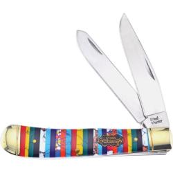 Couteau Pliant Frost Cutlery Trapper Lame Acier Inox Manche Pierre Multicolore Slip Joint FSW108TQT