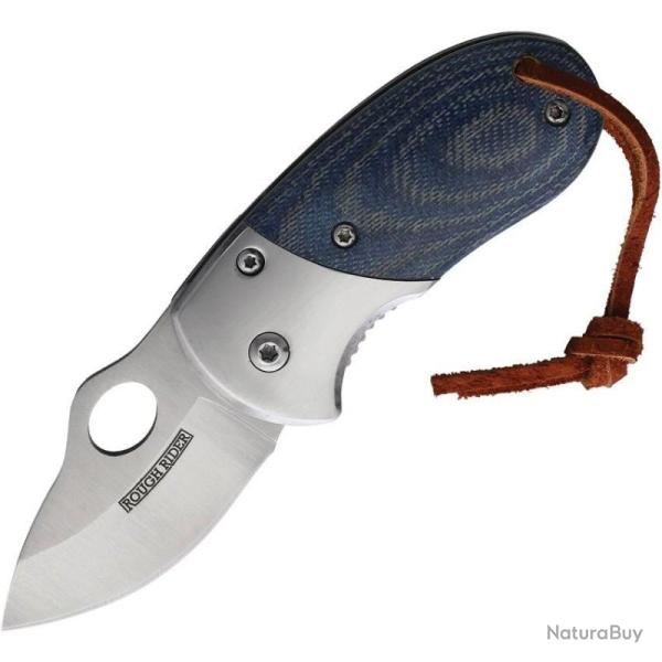 Couteau Pliant Rough Ryder Mini Denim Lame Acier Inox Manche Micarta Denim Bleu Linerlock RR2794