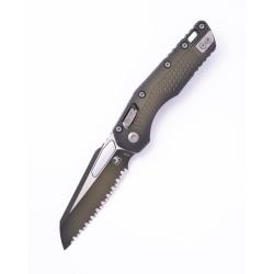 Couteau Microtech MSI Lame Acier M390MK Manche Polym&egrave;re Vert RAM-LOK Made In USA MCT210T3PMFBO