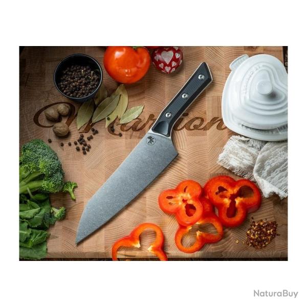 Couteau Fixe Microtech Chef Lame Acier M390MK Manche G10 Noir �tui Feutre Made In USA MCT300010BK