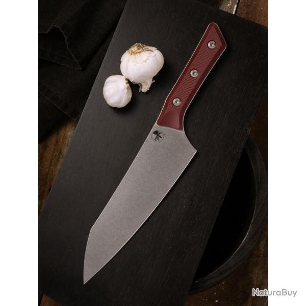 Couteau Fixe Microtech Chef Lame Acier M390MK Manche G10 Merlot �tui Feutre Made In USA MCT300010MR