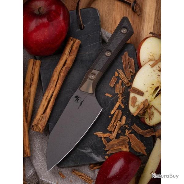 Couteau Fixe Microtech Santoku Lame Acier M390MK Manche Carbone �tui Feutre Made In USA MCT3300B1DLC