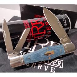 Couteau Pliant Rough Ryder Reserve Whittler Lame Acier D2 Manche Micarta Bleu Slip Joint RRR003BM