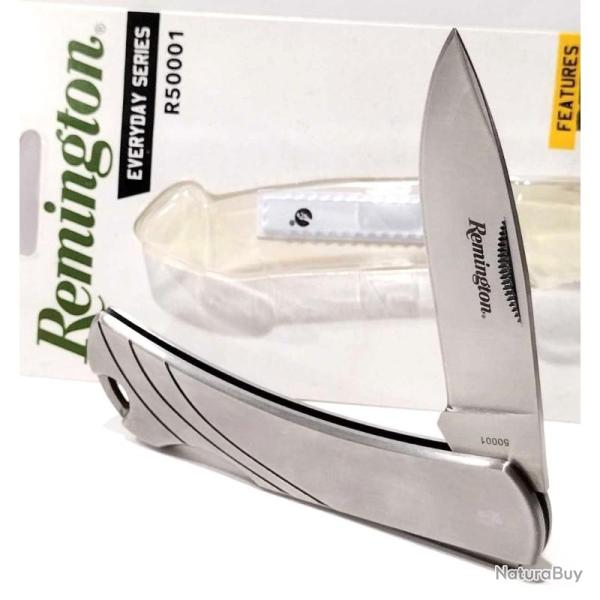 Couteau Pliant Remington Everyday Lame Acier 420J2 Manche Inox Argent Lockback R50001C