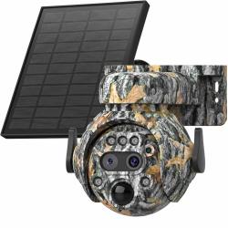 Cam&eacute;ra de Chasse 4G Solaire 6MP Double Objectif PTZ 360&deg; Zoom 12X PIR