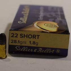 lot 250 crtouches 22 short sellier bellot, 28,1grains round nose