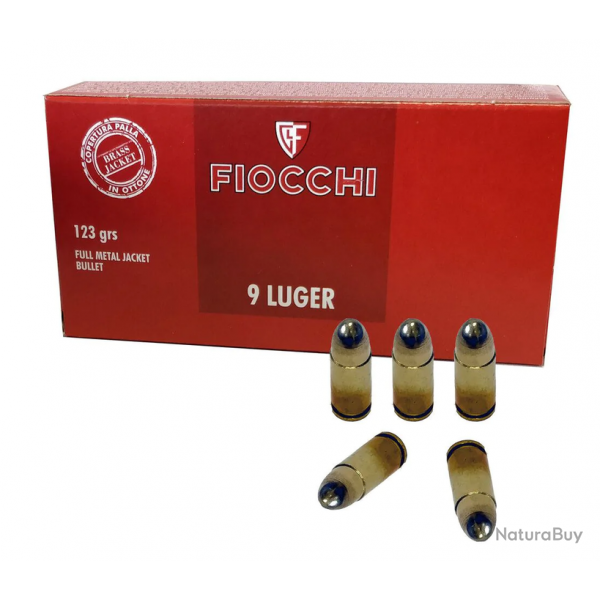 Cartouches Fiocchi cal 9 mm FMJ 123gr