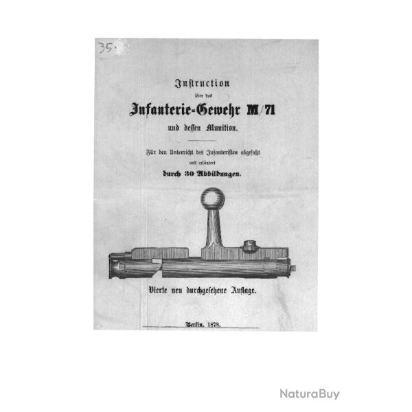 Livre num�rique Manuel du fusil Mauser Gewehr 1871 M71 et sa munition militaria REF : LN1