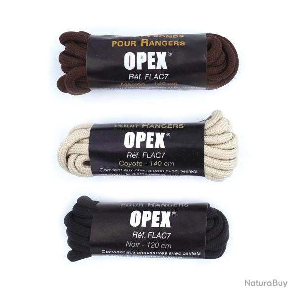 Lacets ronds pour rangers OPEX 100 % polyester pour oeillets - Noir