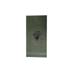Serviette de toilette militaire OPEX marquage 2e REP 100 % - Vert arm&eacute;e