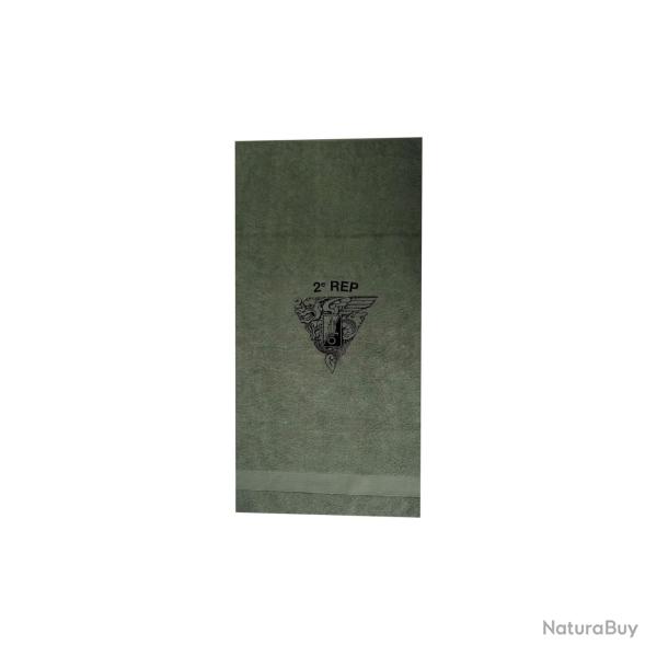 Serviette de toilette militaire OPEX marquage 2e REP 100 % - Vert arm�e
