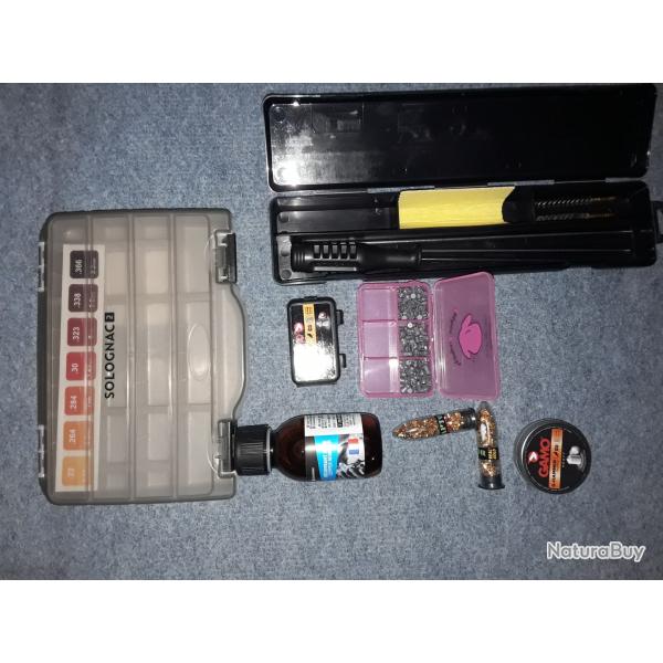 Kit entretien air comprim� cal 4,5 et divers plombs 4,5