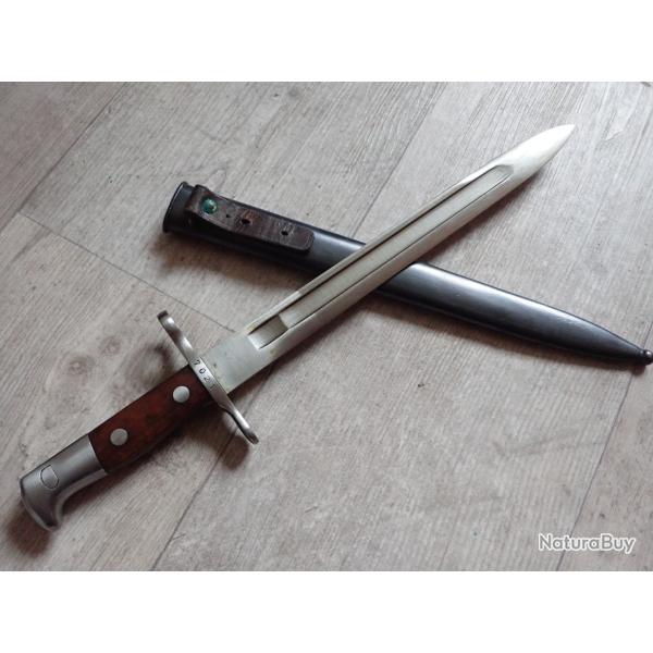 7021 Baionnette Suisse pour fusil Rubin Schmidt. Douille en 14 mm - Rare mdle 1900 avec petit nmr
