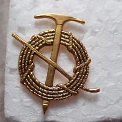 Insigne de calot, b&eacute;ret, col suisse. Unit&eacute; de montagne, chasseur alpin. Piolet, ski