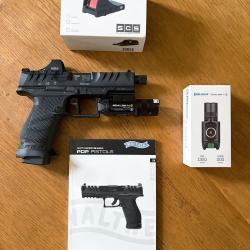 Walther PDP Pro SD Compact OR 4,6" + Point rouge Holosun + + lampe Olight BLDR Pro