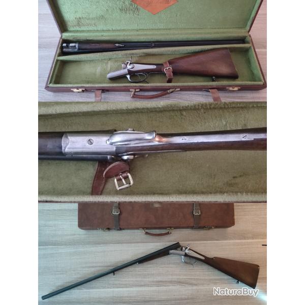 Joli et propre fusil juxtapos� Li�gois calibre 16/65 percussion centrale avant 1893 avec malette