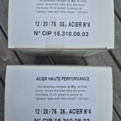 Lot 50 cartouches Mary Arm Acier - Cal.12/76 - 36gr Acier num&eacute;ro 4