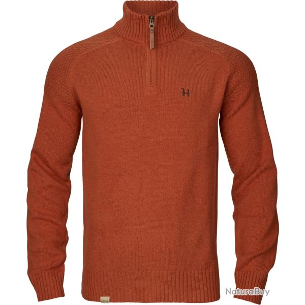 PULLOVER HARKILA VINCENT MERINO DEMI-ZIPPE COLORIS BOMBAY BROWN TAILLE XL NEUF