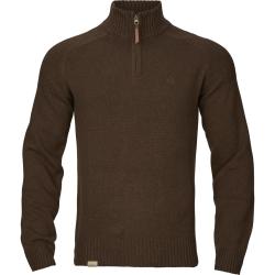 PULLOVER HARKILA VINCENT MERINO DEMI-ZIPPE COLORIS DEMITASSE BROWN TAILLE L NEUF
