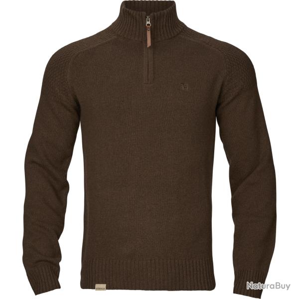 PULLOVER HARKILA VINCENT MERINO DEMI-ZIPPE COLORIS DEMITASSE BROWN TAILLE  XL NEUF