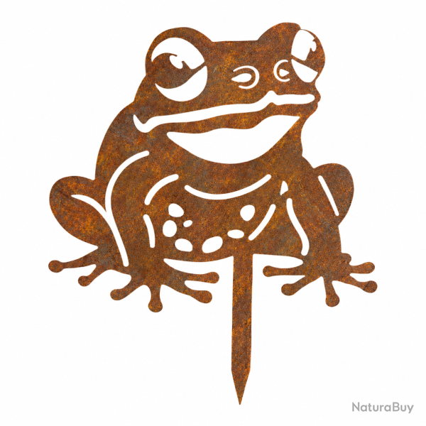 Silhouette de grenouille en m�tal, d�coration de jardin en acier brut 2 mm fabriqu�e en France