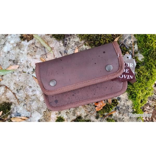 Etui cartouchi�re cuir vieilli pour 10  Balles gros calibre