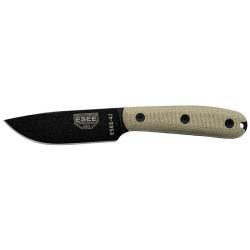 Couteau ESEE-4 HM lame noire manche Micarta et &eacute;tui cuir
